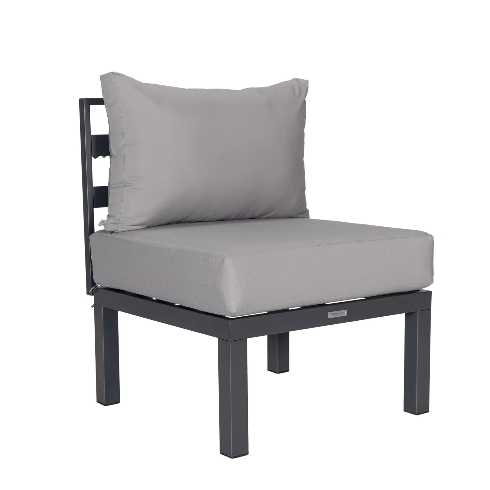 Chelsea 7-Piece Patio Sectional Set in Black Aluminum with Fire Pit Table - Elax Furniture