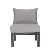 Chelsea 7-Piece Patio Sectional Set in Black Aluminum with Fire Pit Table - Elax Furniture