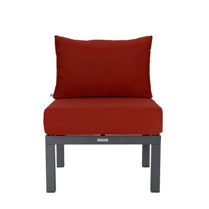 Chelsea 7-Piece Patio Sectional Set in Black Aluminum with Fire Pit Table - Elax Furniture