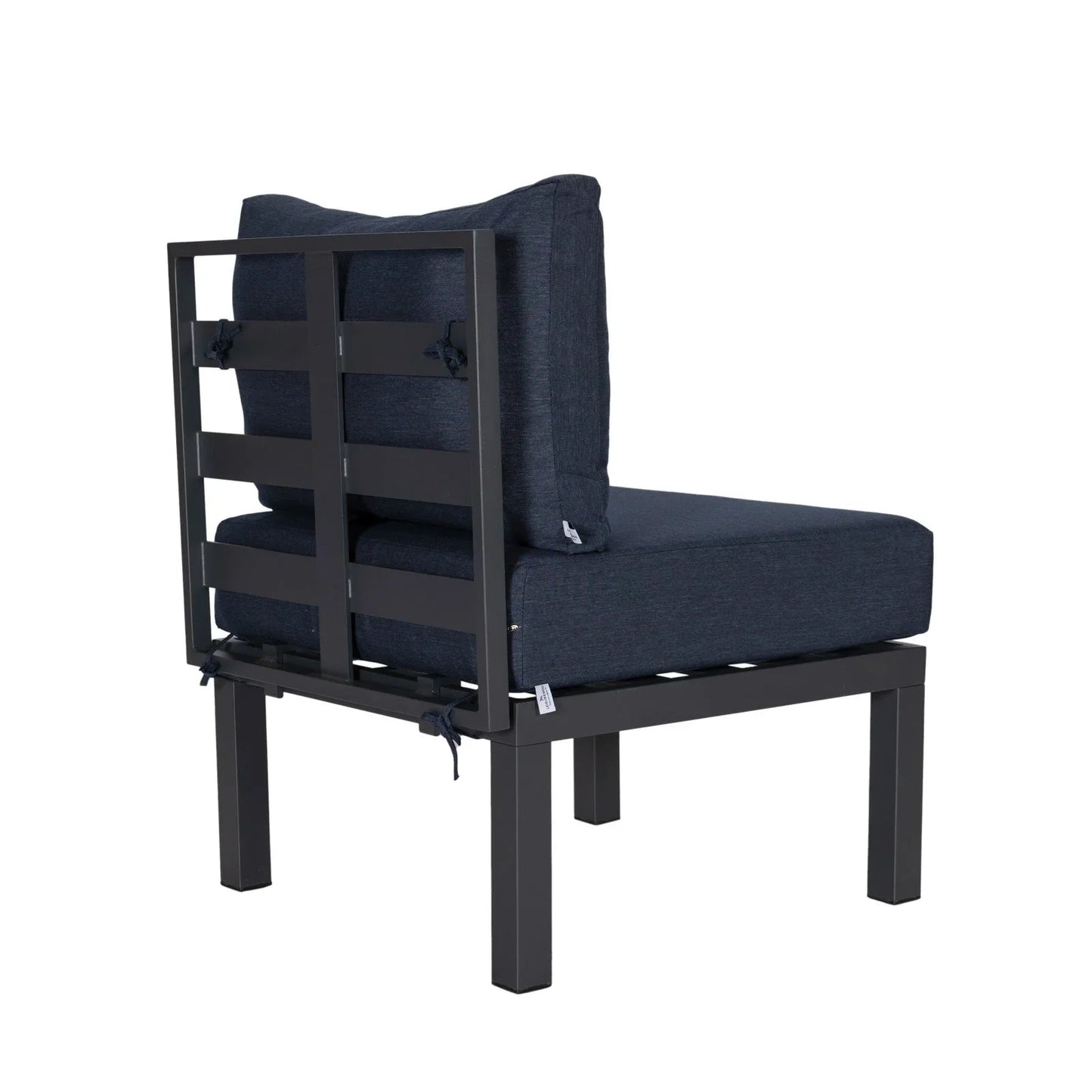 Chelsea 7-Piece Patio Sectional Set in Black Aluminum with Fire Pit Table - Elax Furniture