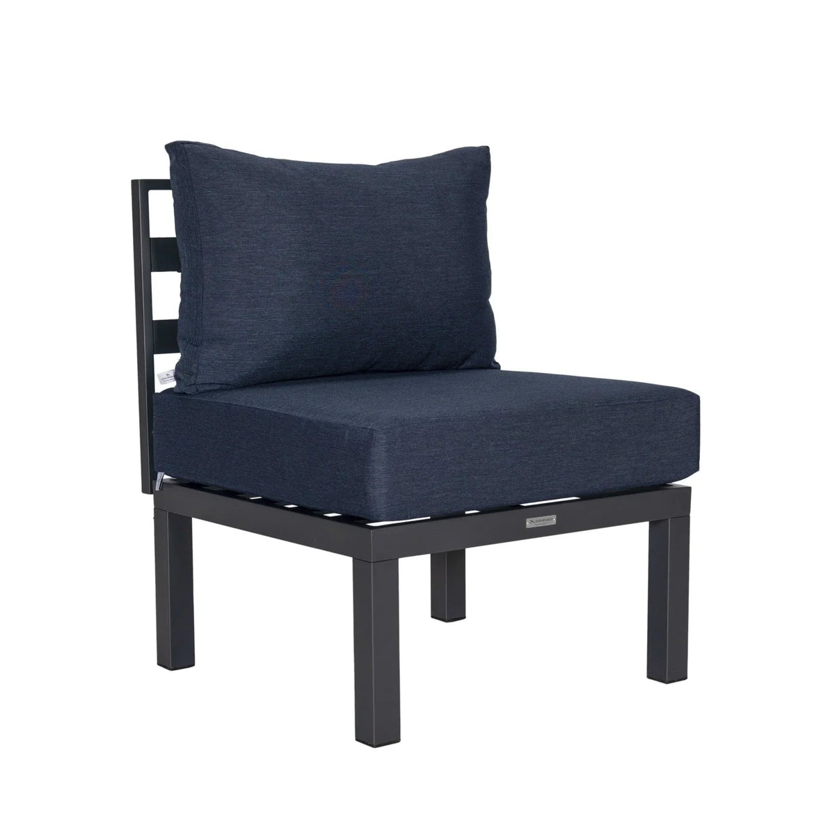 Chelsea 7-Piece Patio Sectional Set in Black Aluminum with Fire Pit Table - Elax Furniture