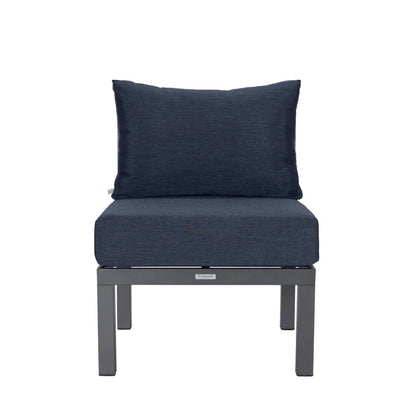 Chelsea 7-Piece Patio Sectional Set in Black Aluminum with Fire Pit Table - Elax Furniture