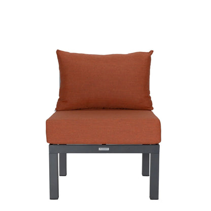 Chelsea 7-Piece Patio Sectional Set in Black Aluminum with Fire Pit Table - Elax Furniture