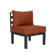 Chelsea 7-Piece Patio Sectional Set in Black Aluminum with Fire Pit Table - Elax Furniture