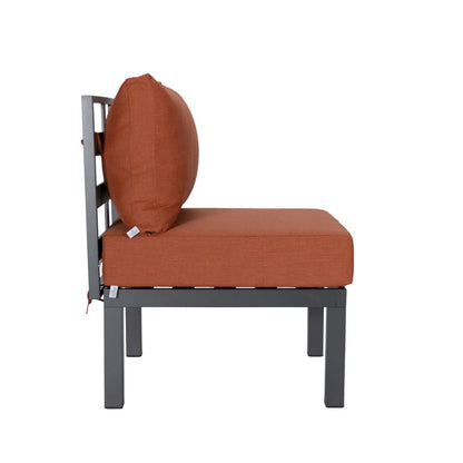 Chelsea 7-Piece Patio Sectional Set in Black Aluminum with Fire Pit Table - Elax Furniture