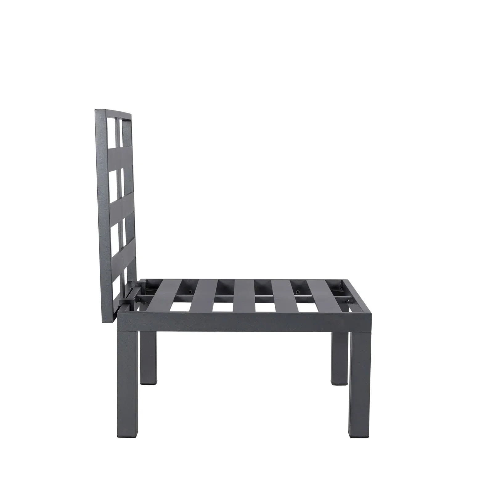 Chelsea 7-Piece Patio Sectional Set in Black Aluminum with Fire Pit Table - Elax Furniture