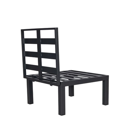 Chelsea 7-Piece Patio Sectional Set in Black Aluminum with Fire Pit Table - Elax Furniture