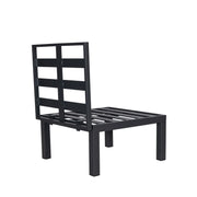 Chelsea 7-Piece Patio Sectional Set in Black Aluminum with Fire Pit Table - Elax Furniture