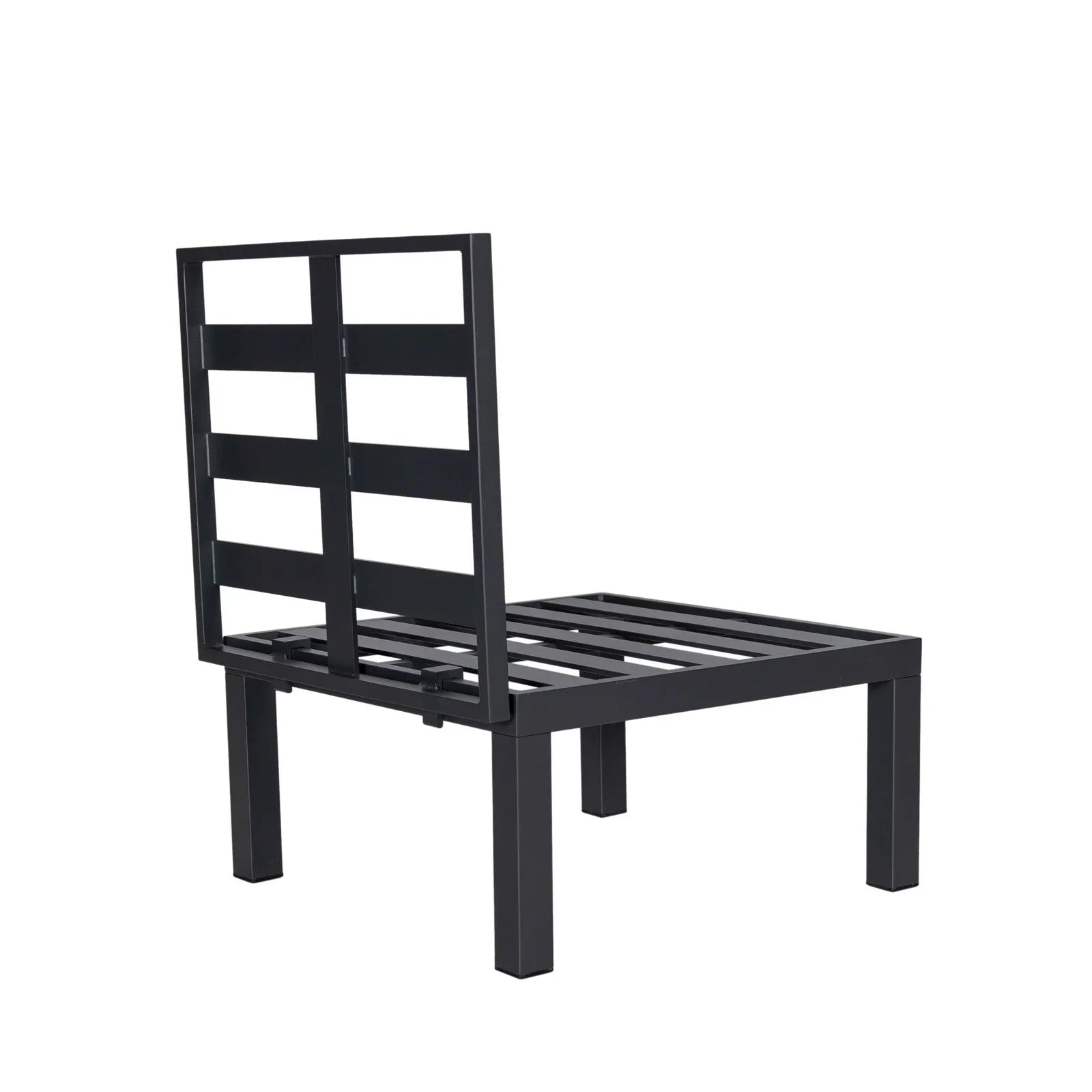 Chelsea 7-Piece Patio Sectional Set in Black Aluminum with Fire Pit Table - Elax Furniture