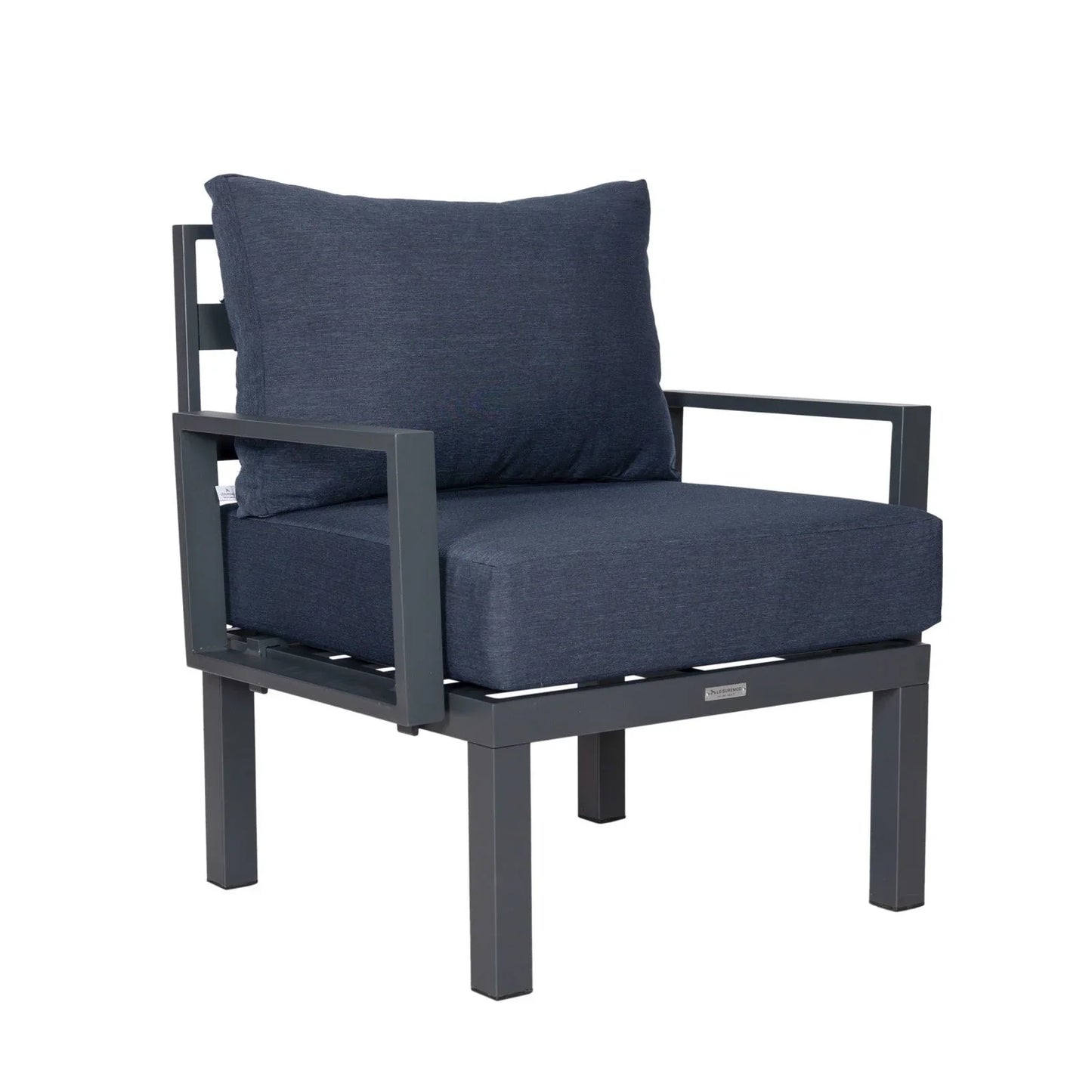 Chelsea 7-Piece Patio Sectional Set in Black Aluminum with Fire Pit Table - Elax Furniture