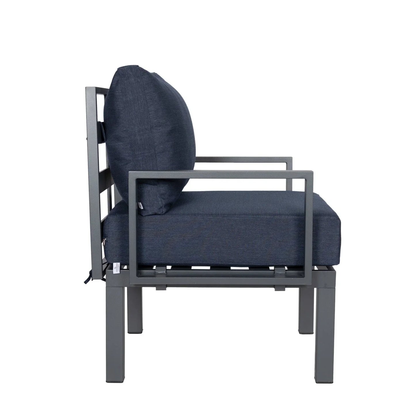 Chelsea 7-Piece Patio Sectional Set in Black Aluminum with Fire Pit Table - Elax Furniture