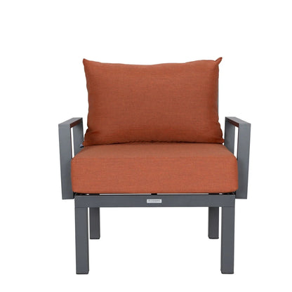 Chelsea 7-Piece Patio Sectional Set in Black Aluminum with Fire Pit Table - Elax Furniture