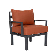 Chelsea 7-Piece Patio Sectional Set in Black Aluminum with Fire Pit Table - Elax Furniture