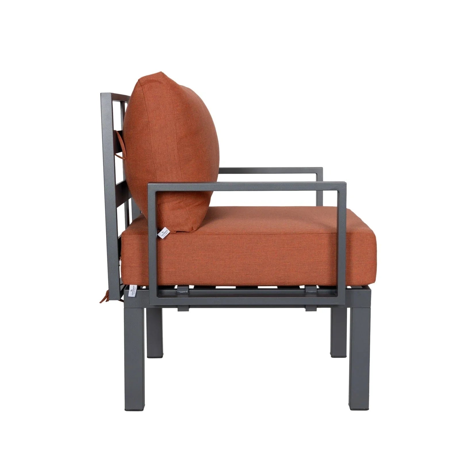 Chelsea 7-Piece Patio Sectional Set in Black Aluminum with Fire Pit Table - Elax Furniture