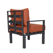 Chelsea 7-Piece Patio Sectional Set in Black Aluminum with Fire Pit Table - Elax Furniture