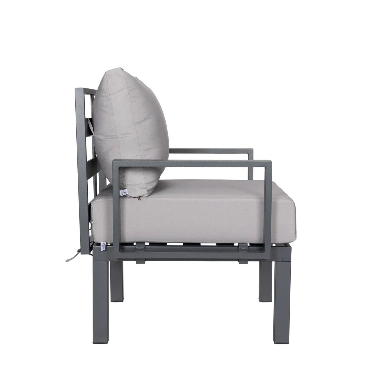 Chelsea 7-Piece Patio Sectional Set in Black Aluminum with Fire Pit Table - Elax Furniture