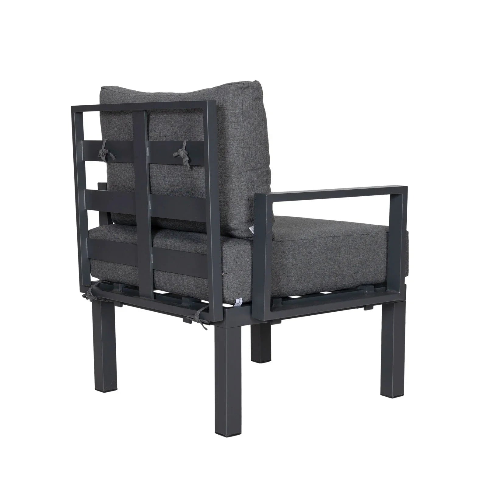 Chelsea 7-Piece Patio Sectional Set in Black Aluminum with Fire Pit Table - Elax Furniture