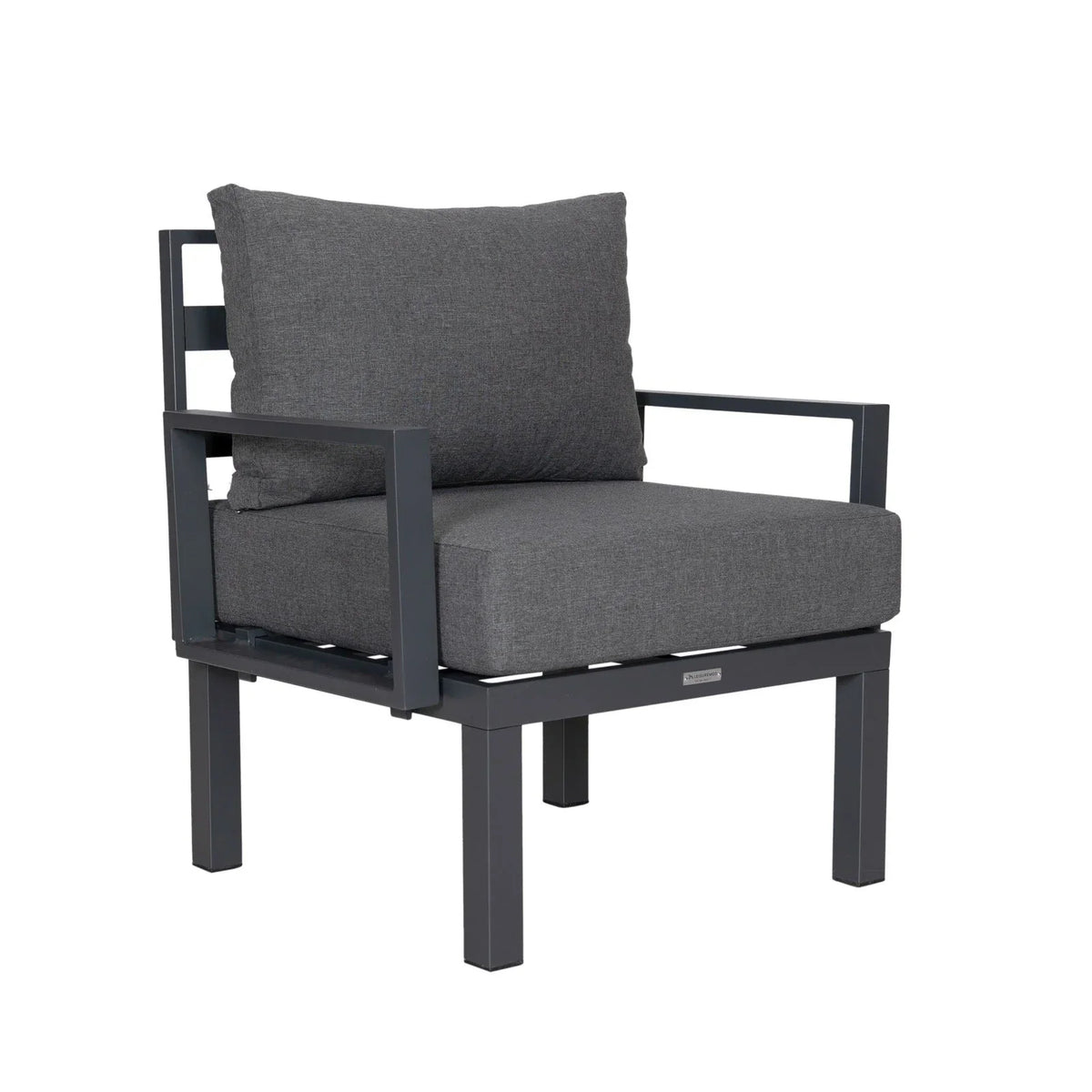 Chelsea 7-Piece Patio Sectional Set in Black Aluminum with Fire Pit Table - Elax Furniture