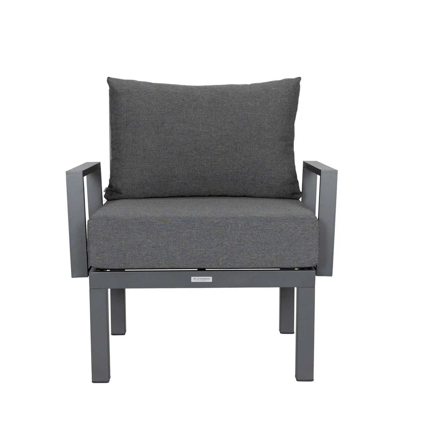 Chelsea 7-Piece Patio Sectional Set in Black Aluminum with Fire Pit Table - Elax Furniture