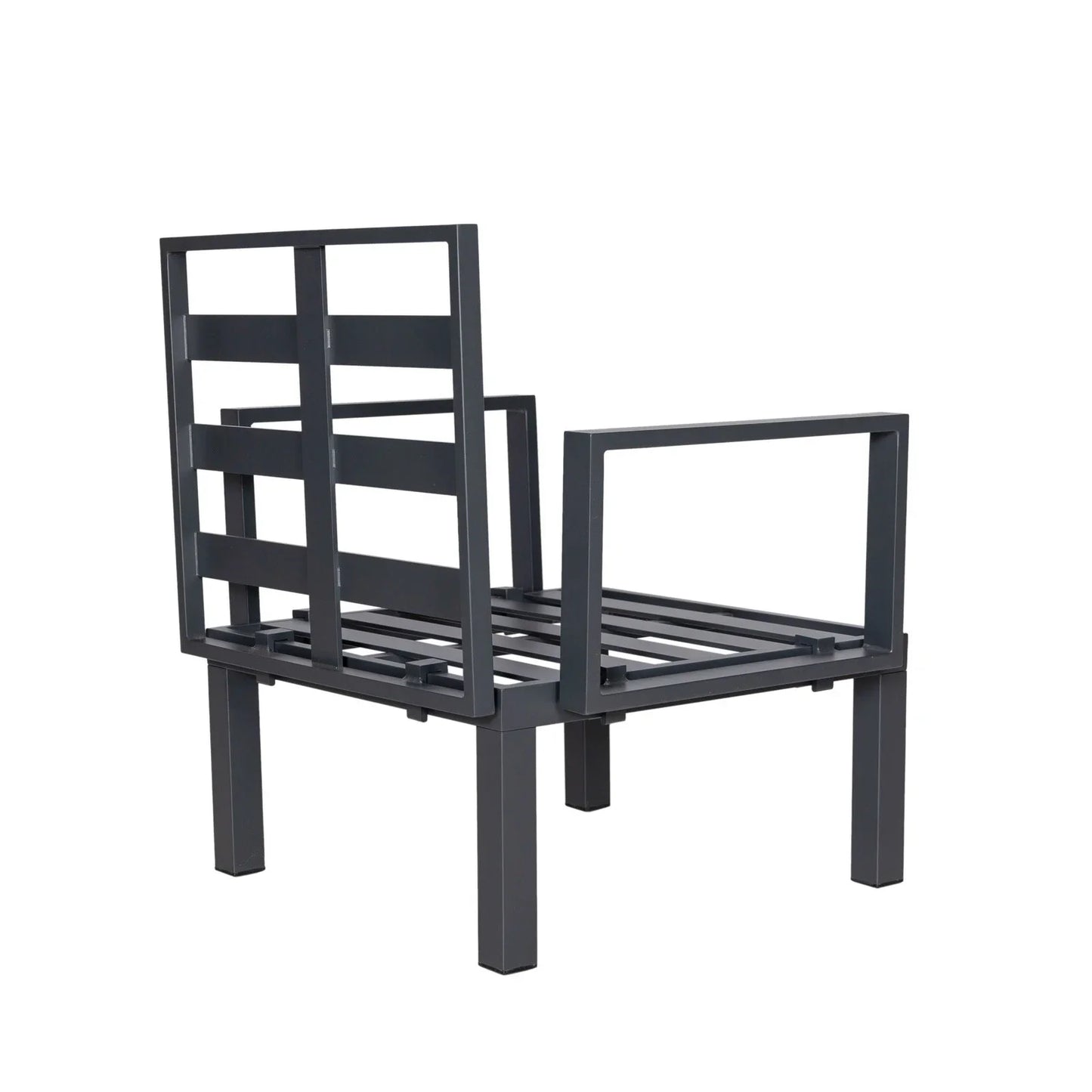 Chelsea 7-Piece Patio Sectional Set in Black Aluminum with Fire Pit Table - Elax Furniture