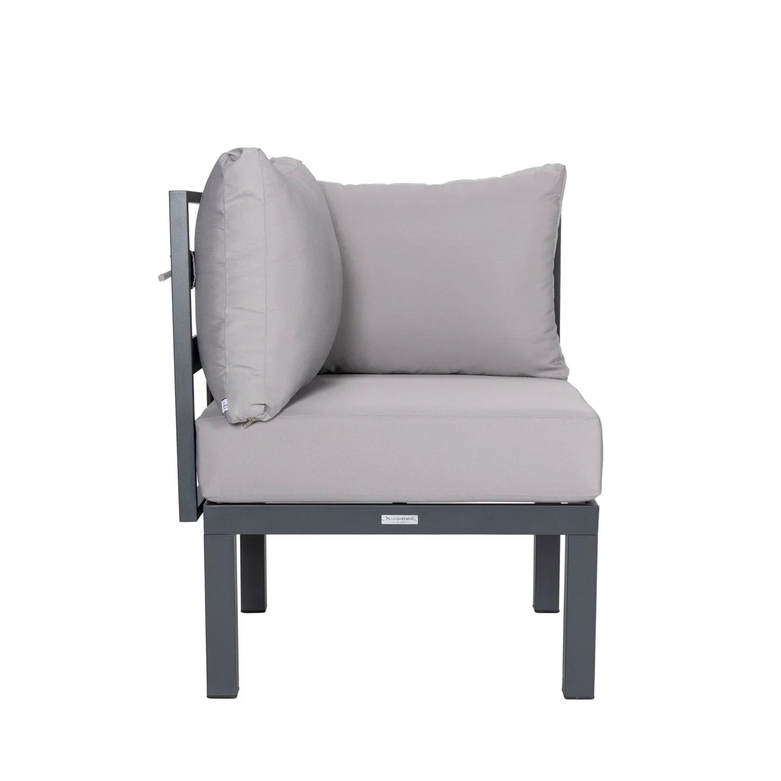 Chelsea 7-Piece Patio Sectional Set in Black Aluminum with Fire Pit Table - Elax Furniture