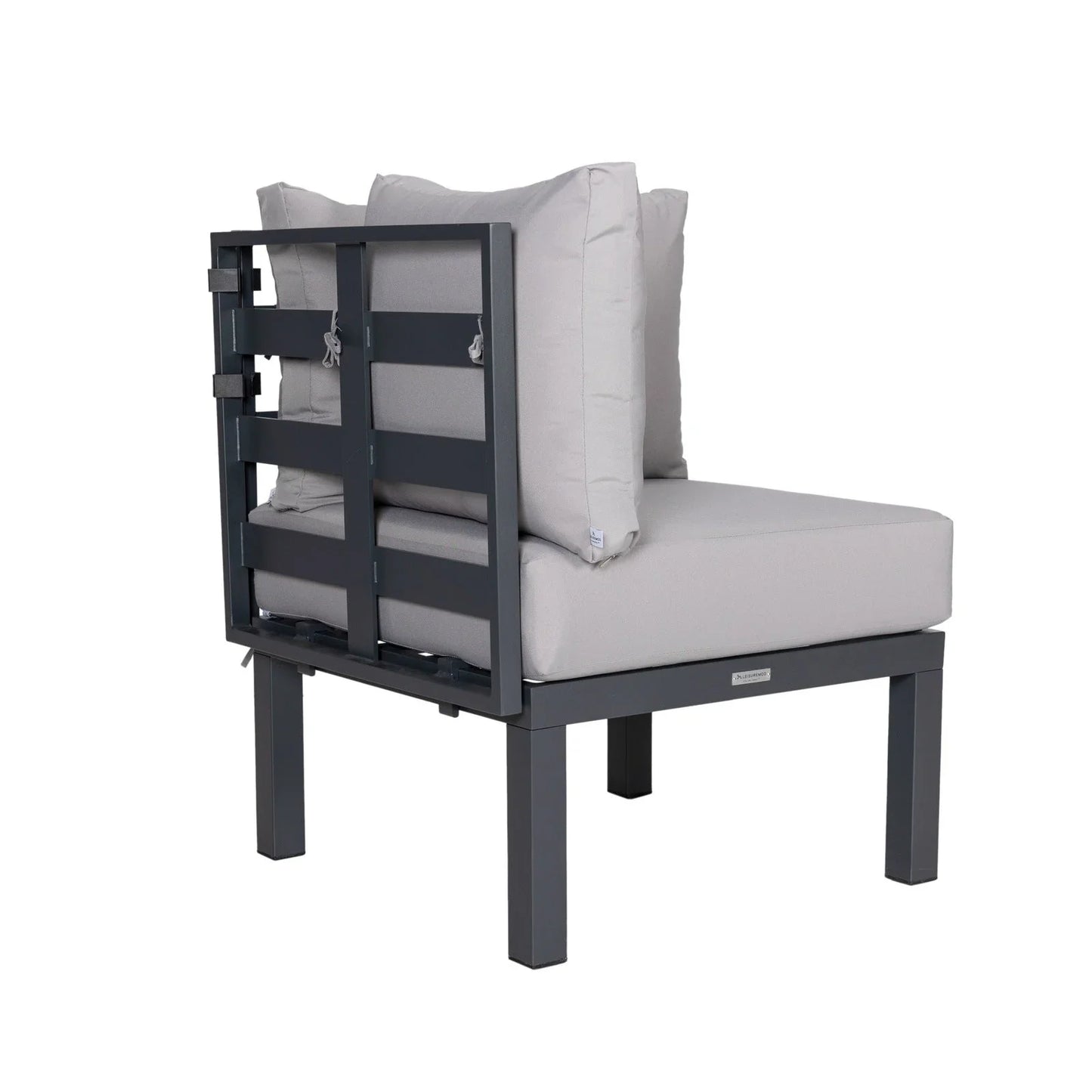 Chelsea 7-Piece Patio Sectional Set in Black Aluminum with Fire Pit Table - Elax Furniture