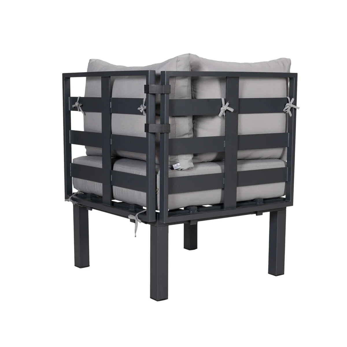 Chelsea 7-Piece Patio Sectional Set in Black Aluminum with Fire Pit Table - Elax Furniture