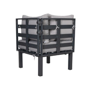 Chelsea 7-Piece Patio Sectional Set in Black Aluminum with Fire Pit Table - Elax Furniture