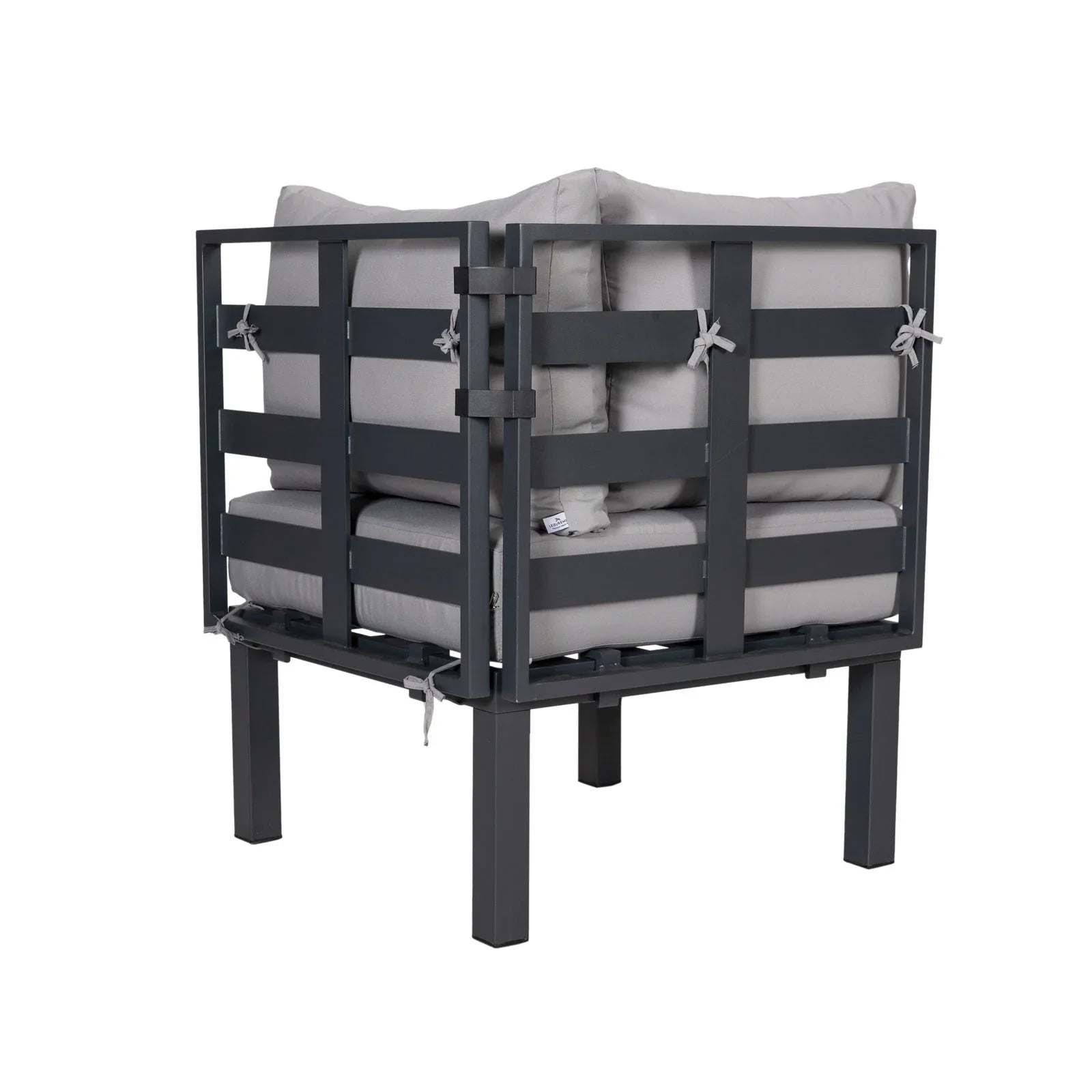 Chelsea 7-Piece Patio Sectional Set in Black Aluminum with Fire Pit Table - Elax Furniture