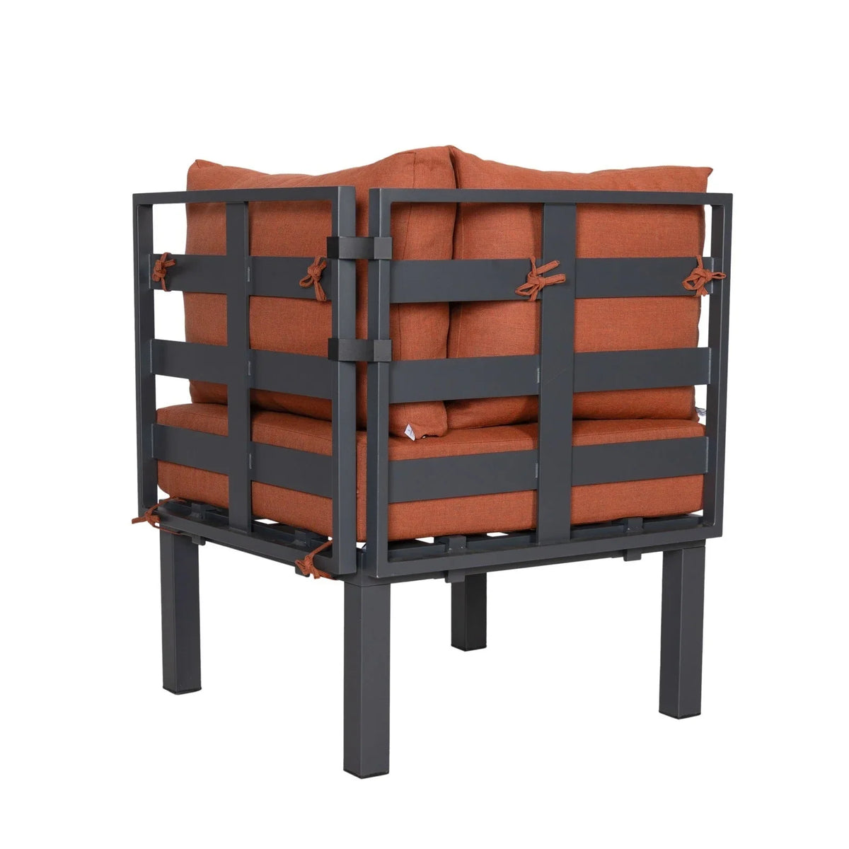Chelsea 7-Piece Patio Sectional Set in Black Aluminum with Fire Pit Table - Elax Furniture
