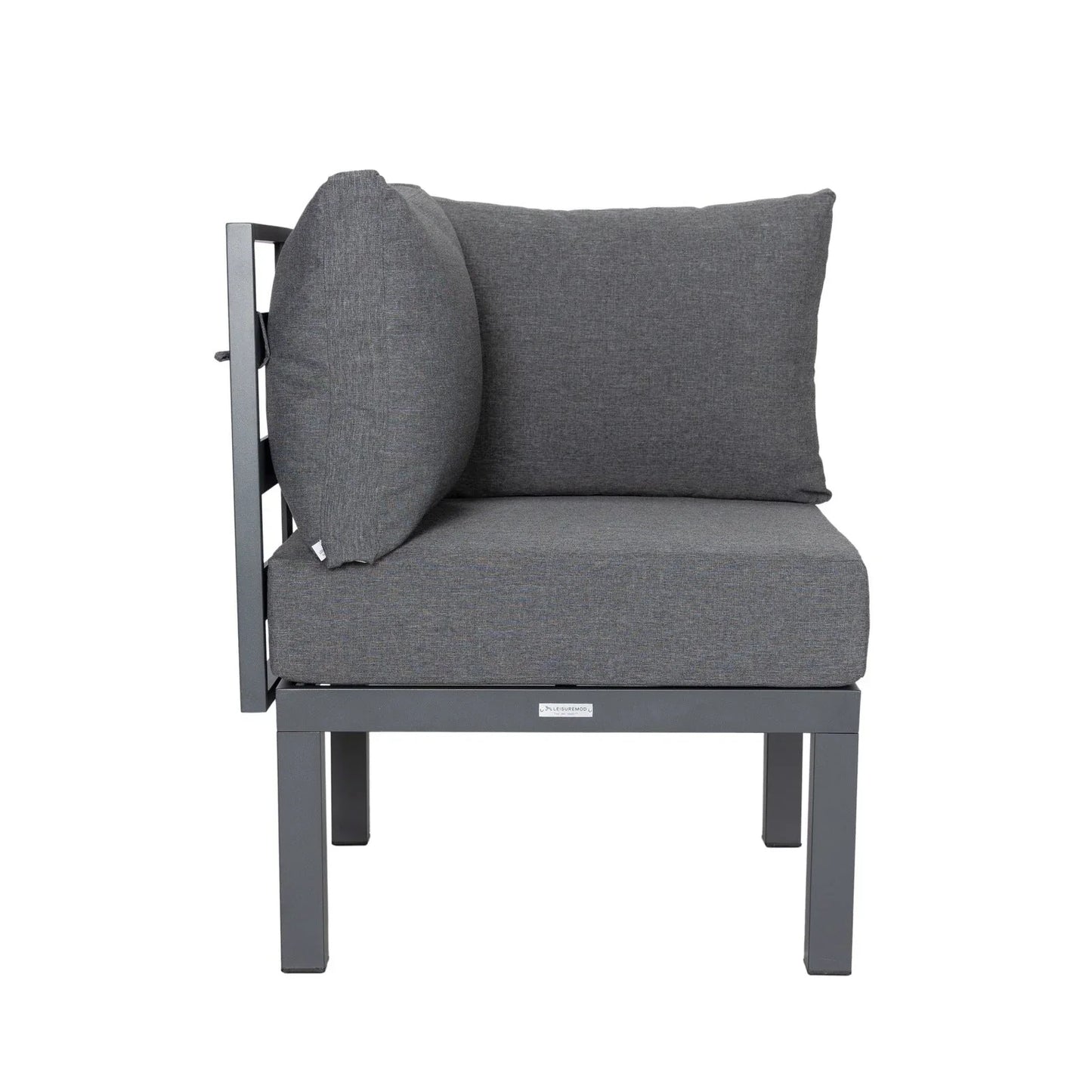 Chelsea 7-Piece Patio Sectional Set in Black Aluminum with Fire Pit Table - Elax Furniture