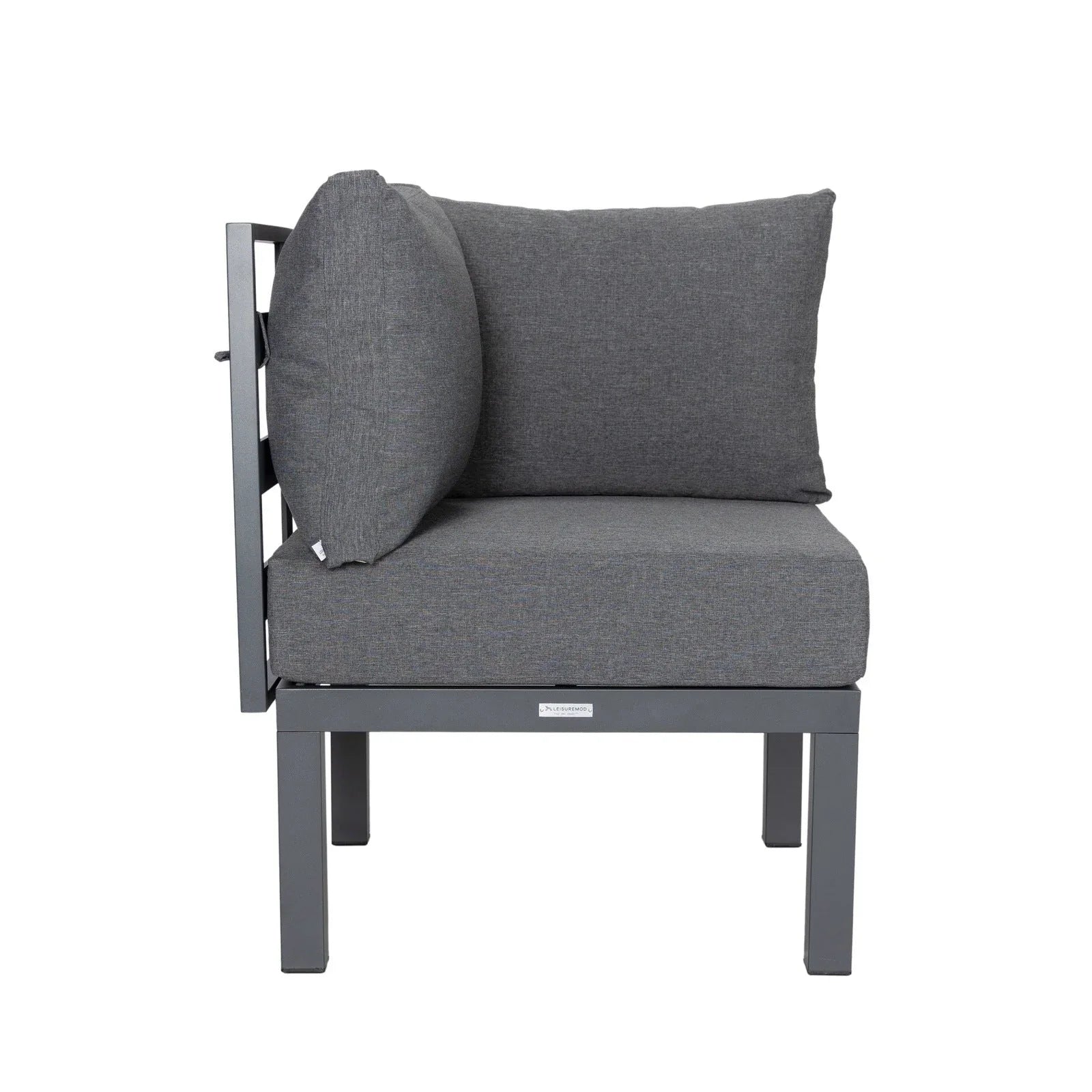 Chelsea 7-Piece Patio Sectional Set in Black Aluminum with Fire Pit Table - Elax Furniture