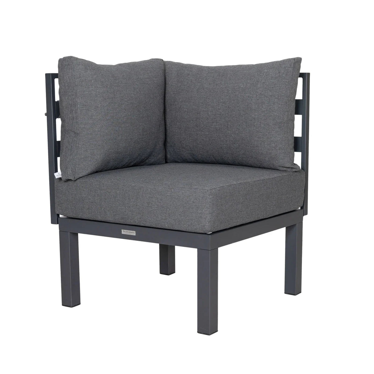 Chelsea 7-Piece Patio Sectional Set in Black Aluminum with Fire Pit Table - Elax Furniture