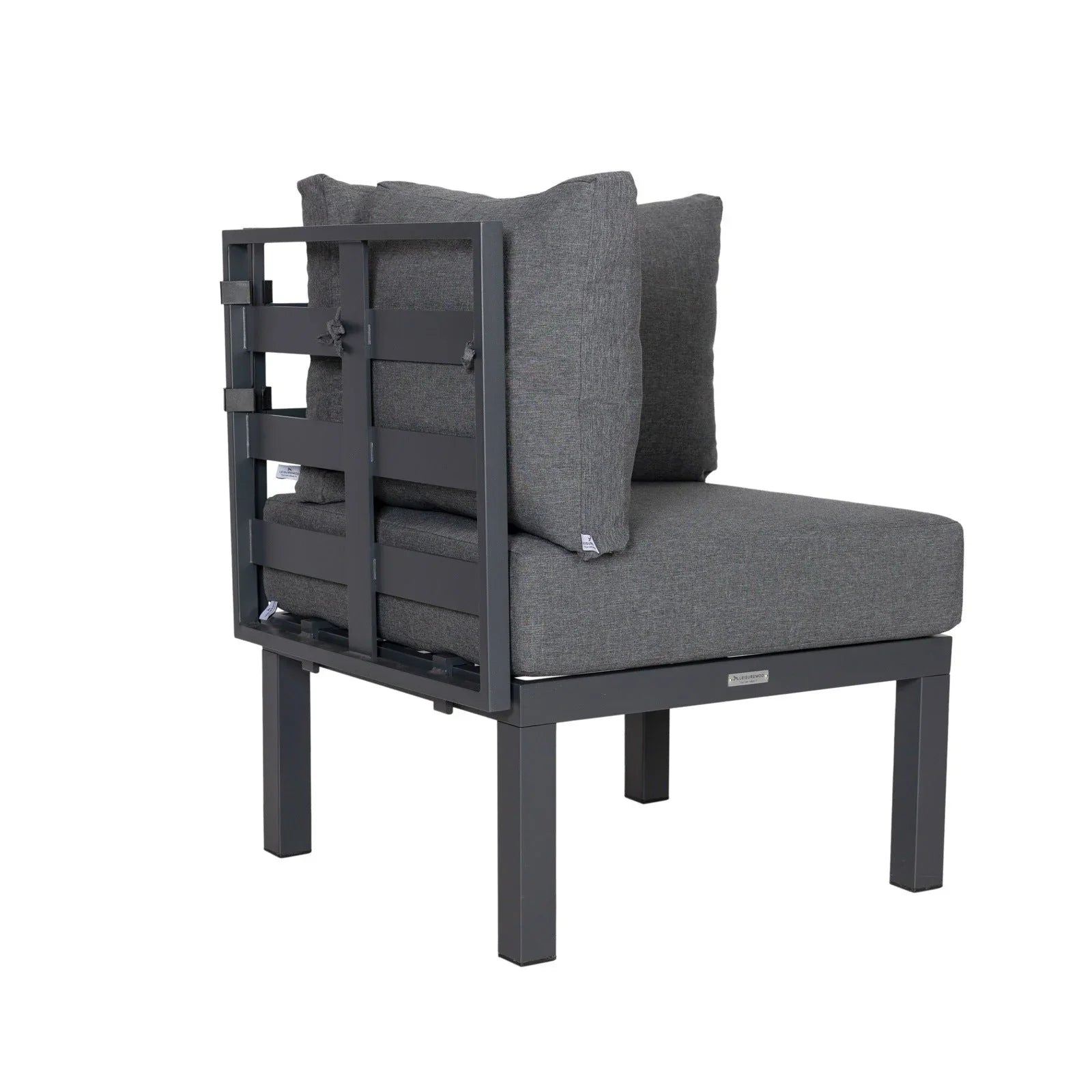 Chelsea 7-Piece Patio Sectional Set in Black Aluminum with Fire Pit Table - Elax Furniture