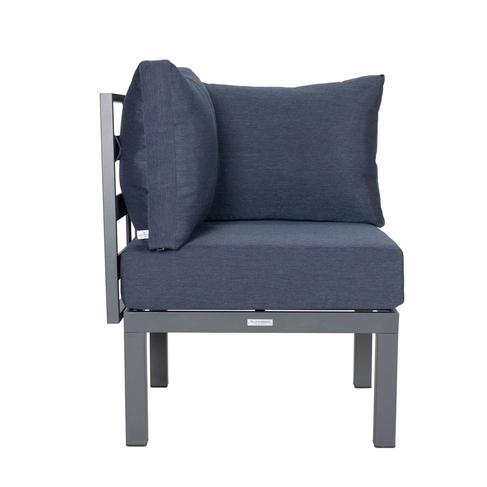 Chelsea 7-Piece Patio Sectional Set in Black Aluminum with Fire Pit Table - Elax Furniture