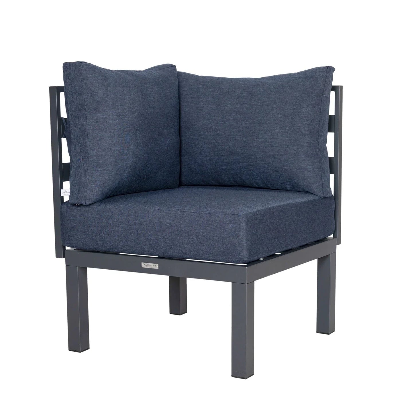 Chelsea 7-Piece Patio Sectional Set in Black Aluminum with Fire Pit Table - Elax Furniture