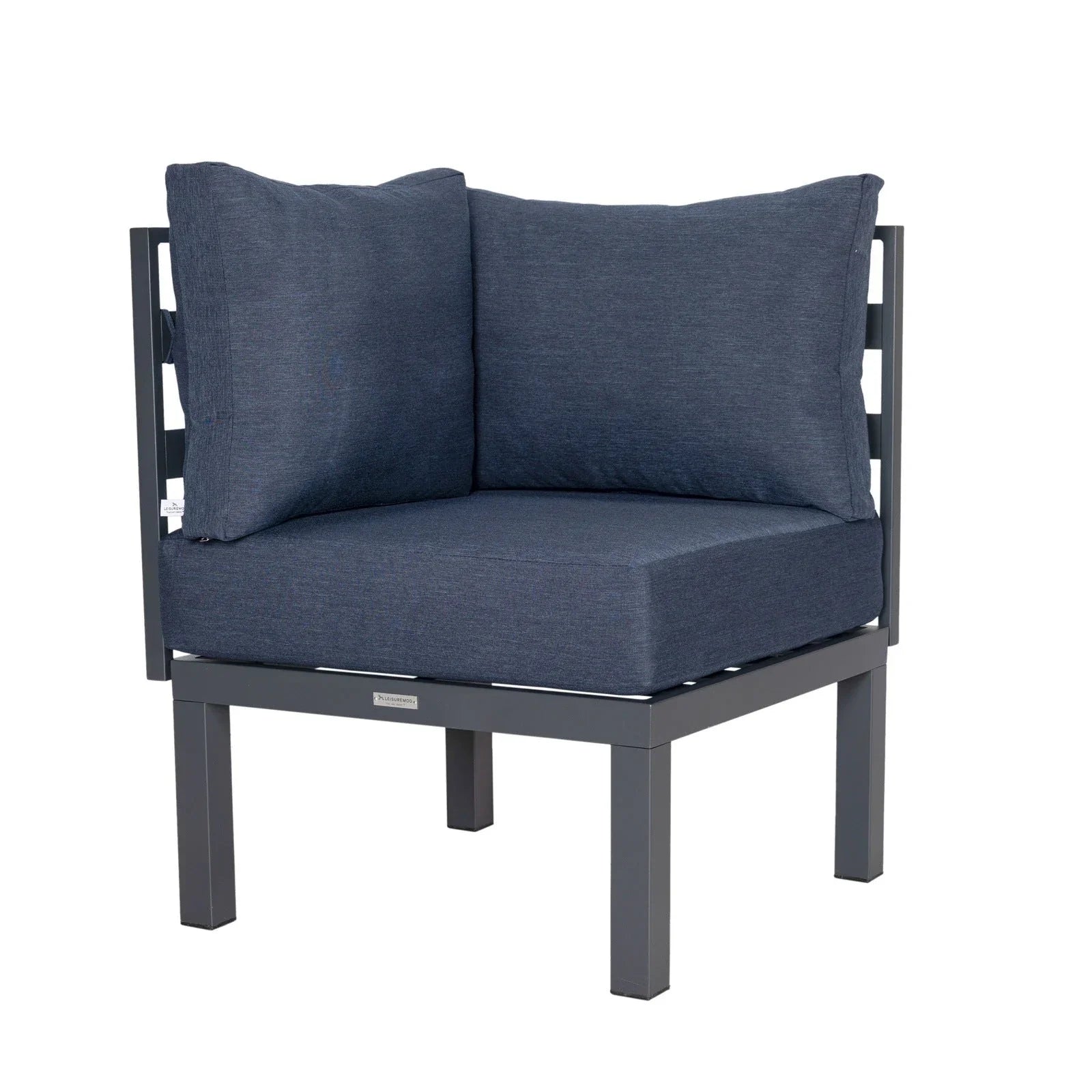 Chelsea 7-Piece Patio Sectional Set in Black Aluminum with Fire Pit Table - Elax Furniture