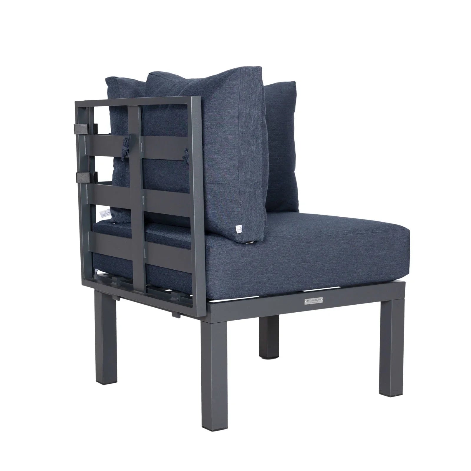 Chelsea 7-Piece Patio Sectional Set in Black Aluminum with Fire Pit Table - Elax Furniture