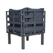 Chelsea 7-Piece Patio Sectional Set in Black Aluminum with Fire Pit Table - Elax Furniture