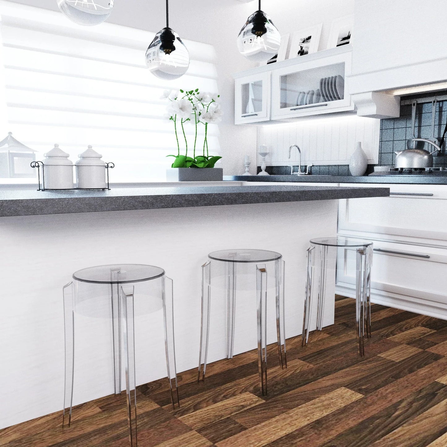 Averill Modern Plastic Dining Stool with Sturdy Seat and Legs Set of 2 - Elax Furniture