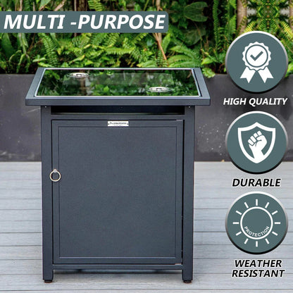 Walbrooke Modern Square Tank Holder Table with Tempered Glass Top and Powder Coated Aluminum - Elax Furniture