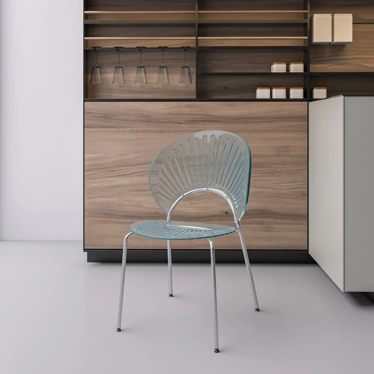 Opulent Modern Plastic Dining Chair in Chrome Metal Legs - Elax Furniture