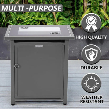 Walbrooke Modern Square Tank Holder Table with Tempered Glass Top and Powder Coated Aluminum - Elax Furniture