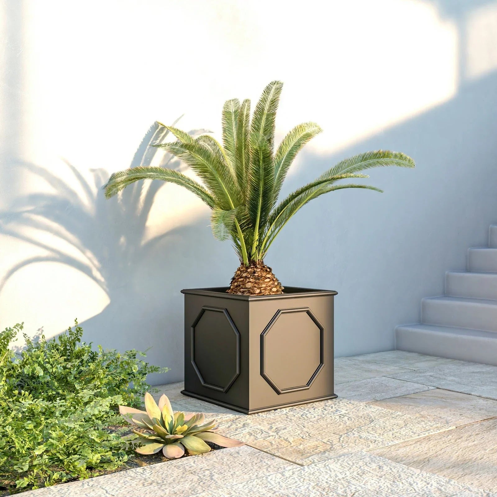 Sprout Modern Square Fiberstone and MGO Clay Planter for Indoor and Outdoor - Elax Furniture