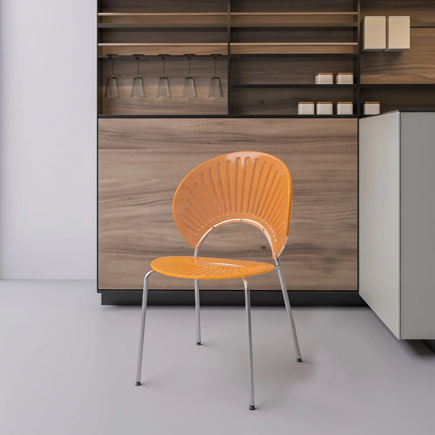 Opulent Modern Plastic Dining Chair in Chrome Metal Legs - Elax Furniture