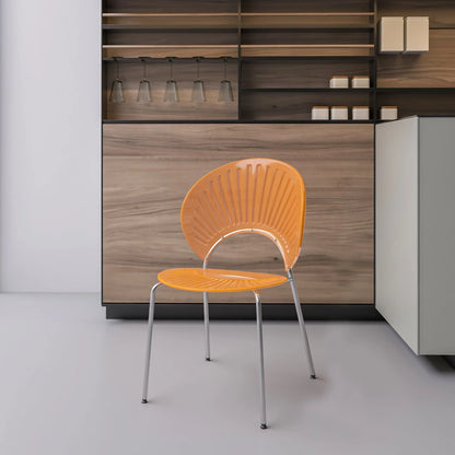 Opulent Modern Plastic Dining Chair in Chrome Metal Legs - Elax Furniture