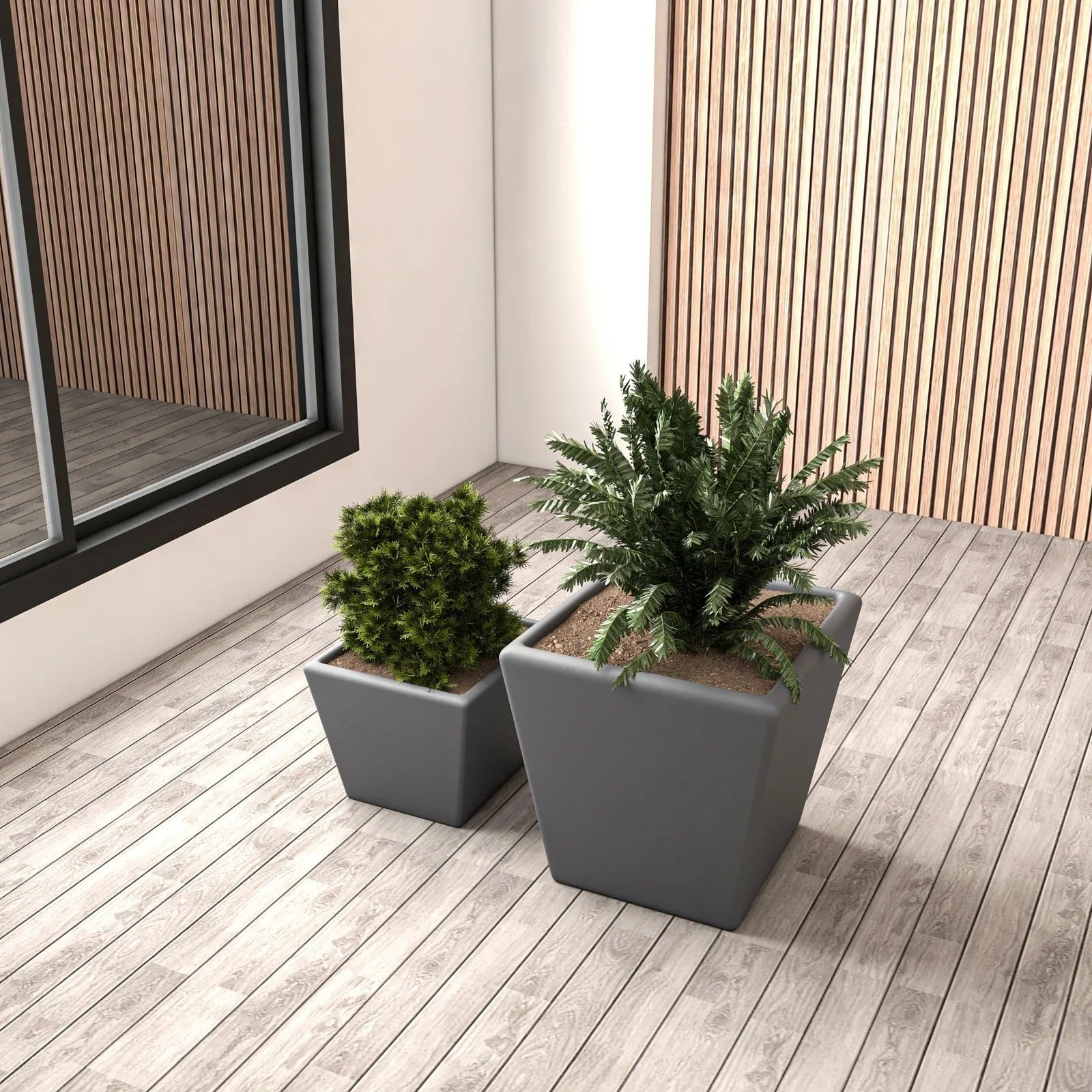 Blossom 4-Piece Fiberstone, Tapered Square Planter Set - Elax Furniture