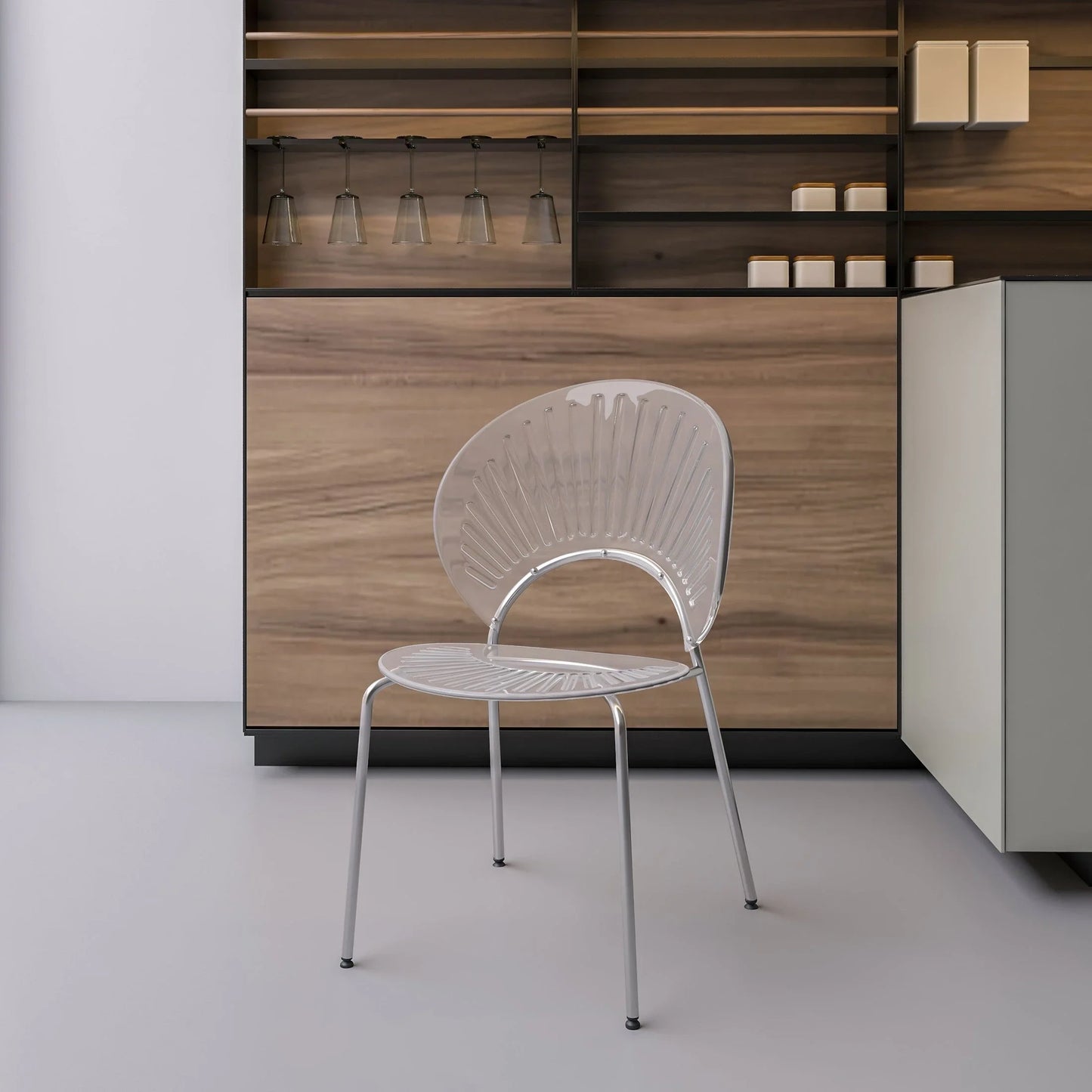 Opulent Modern Plastic Dining Chair in Chrome Metal Legs - Elax Furniture