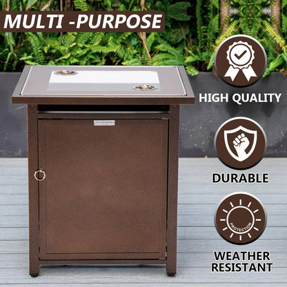 Walbrooke Modern Square Tank Holder Table with Tempered Glass Top and Powder Coated Aluminum - Elax Furniture