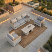 LeisureMod Arvin 4-Piece Conversation Set with Coffee Table, Sofa, and 2 Accent Chairs